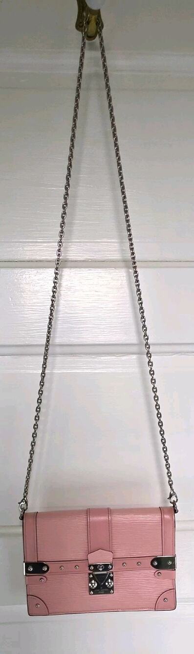 Louis Vuitton Pink Small Epi Leather Trunk Wallet-on-Chain Silver HW w/COA